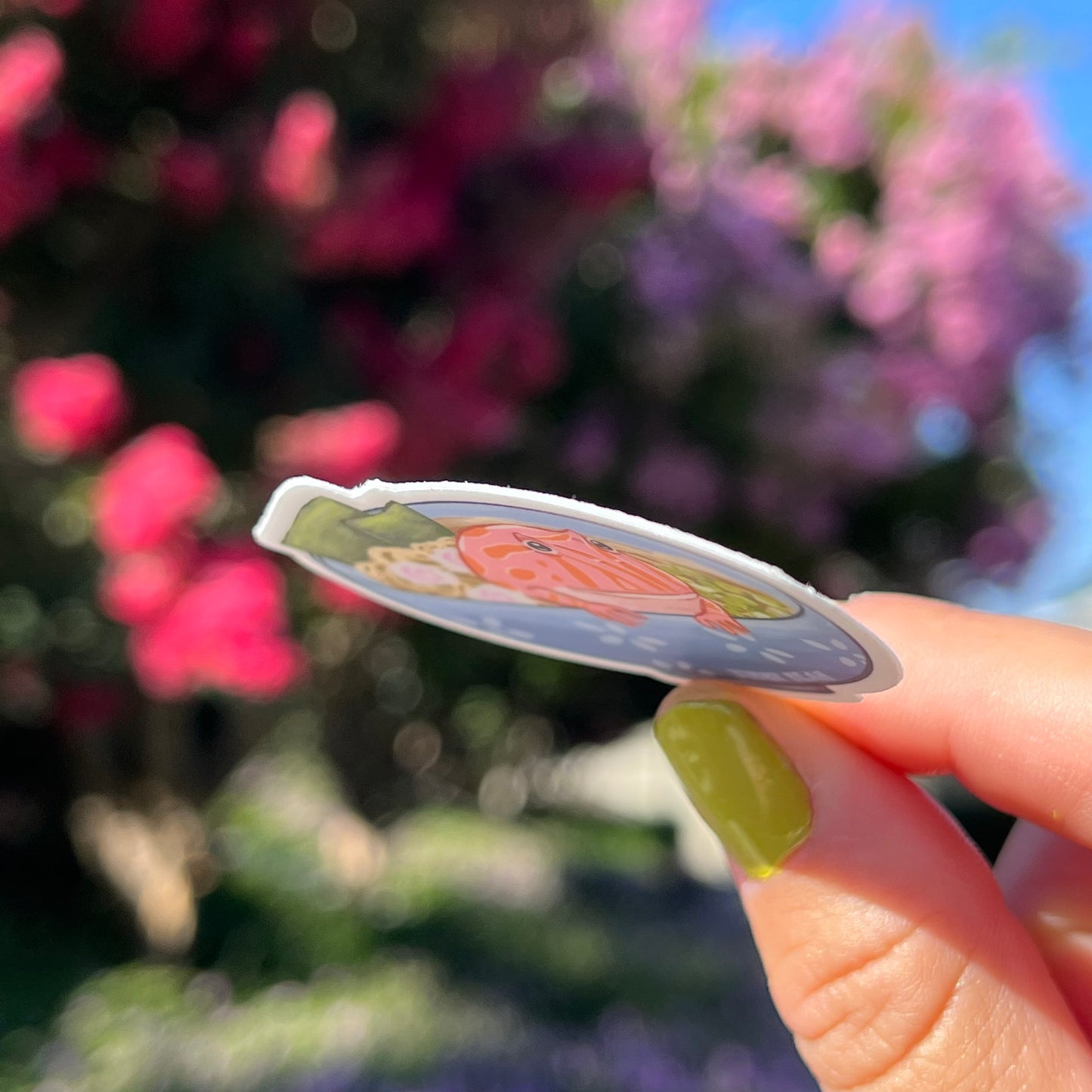 Pacman frog in ramen bowl vinyl sticker