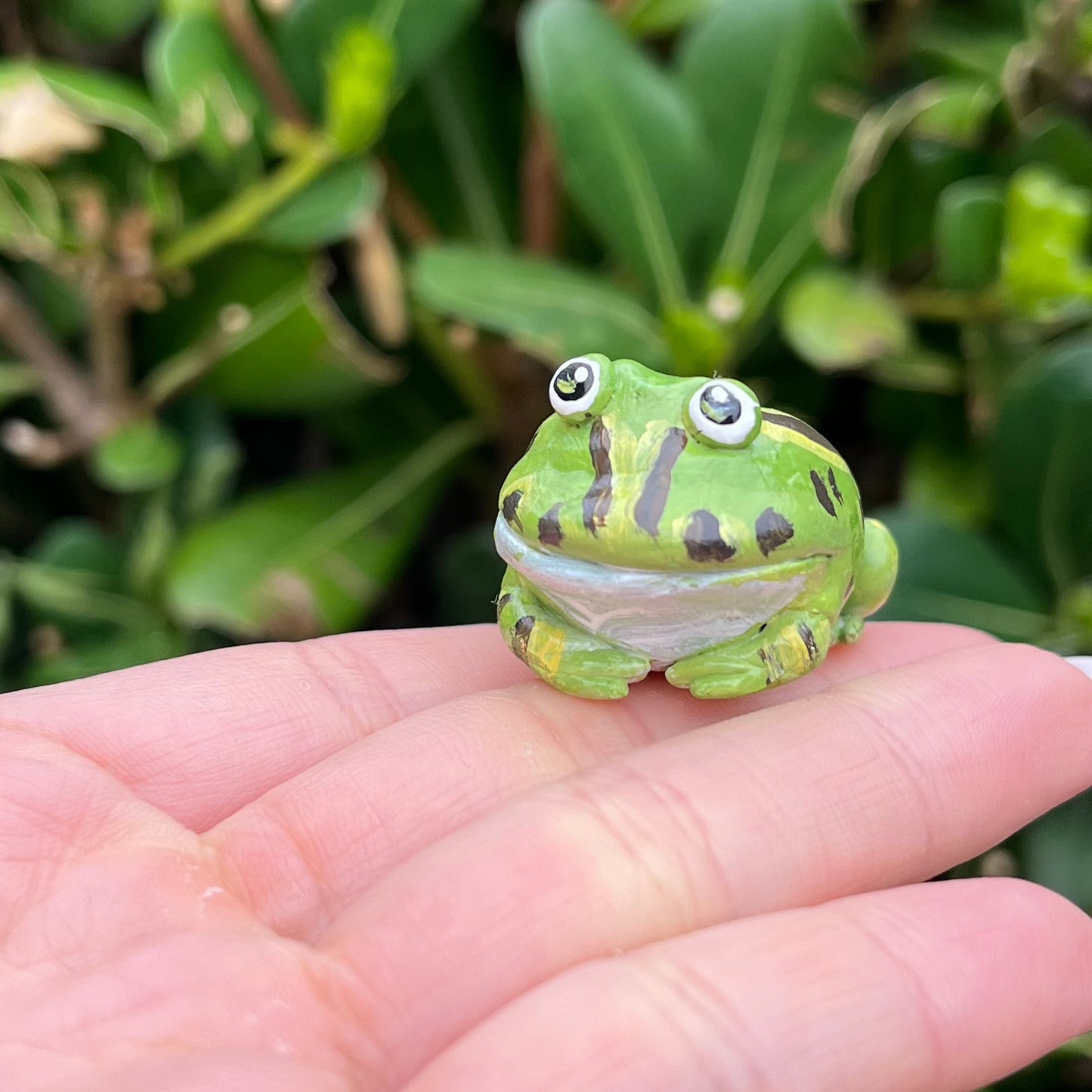 Handmade polymer clay mini frog figurines