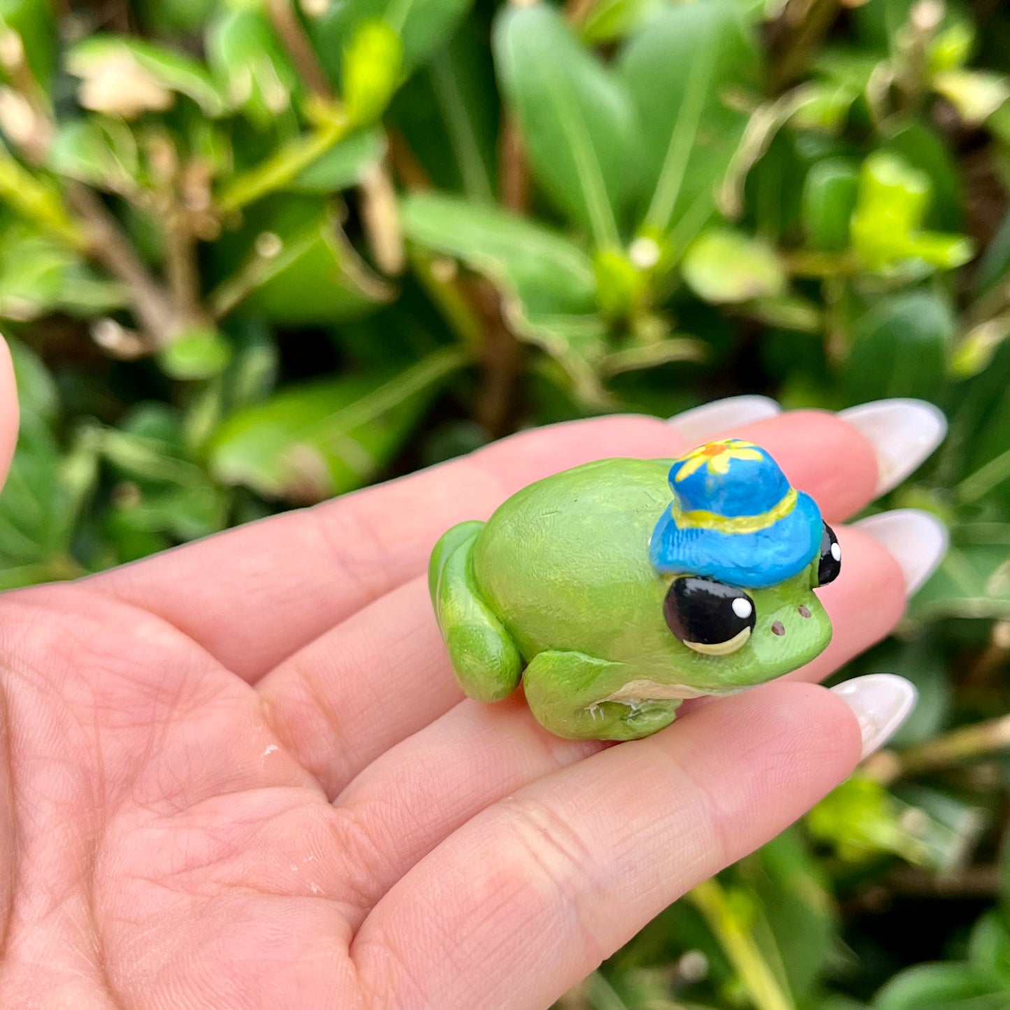 Handmade polymer clay mini frog figurines