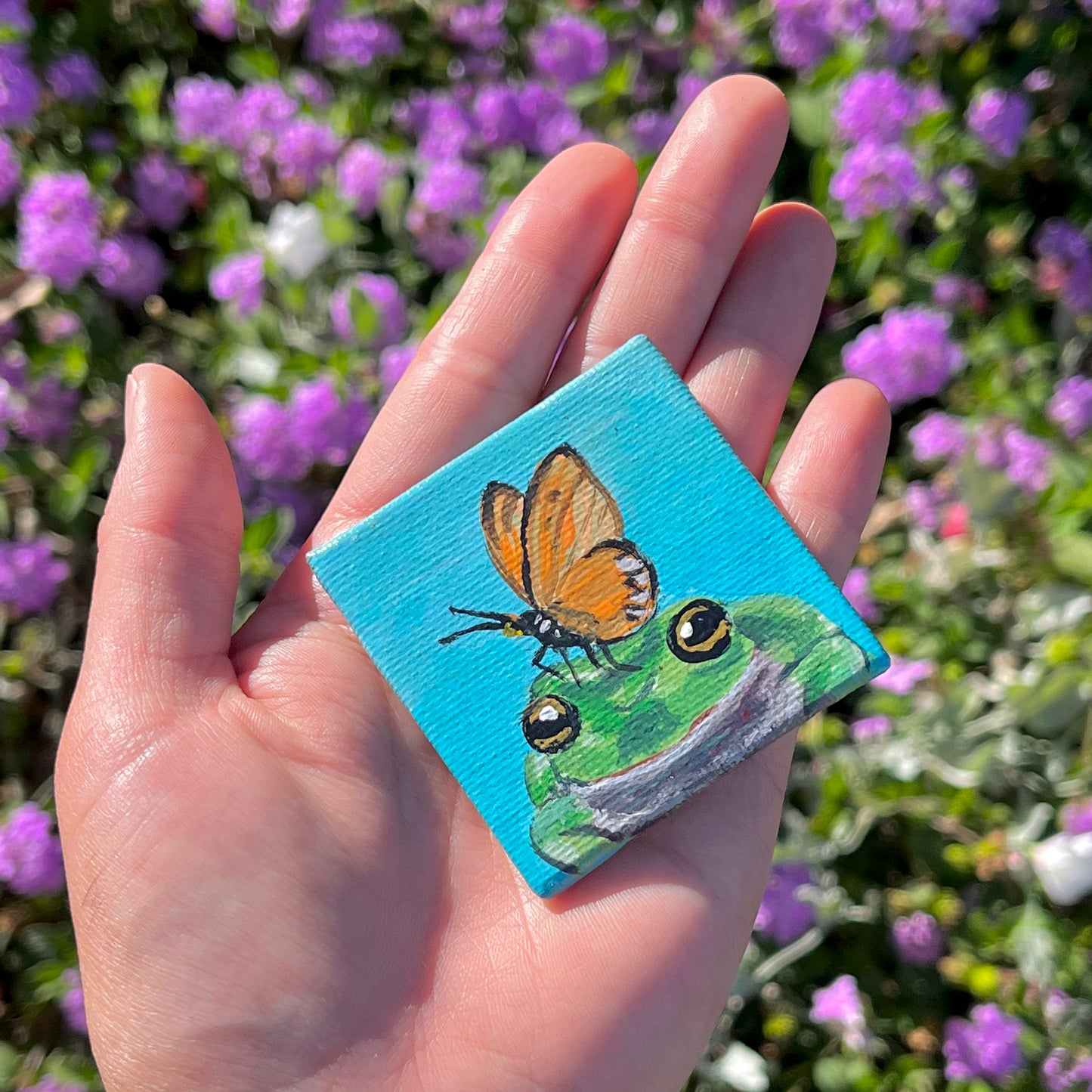 Mini Tree Frog & Butterfly Painting Magnet