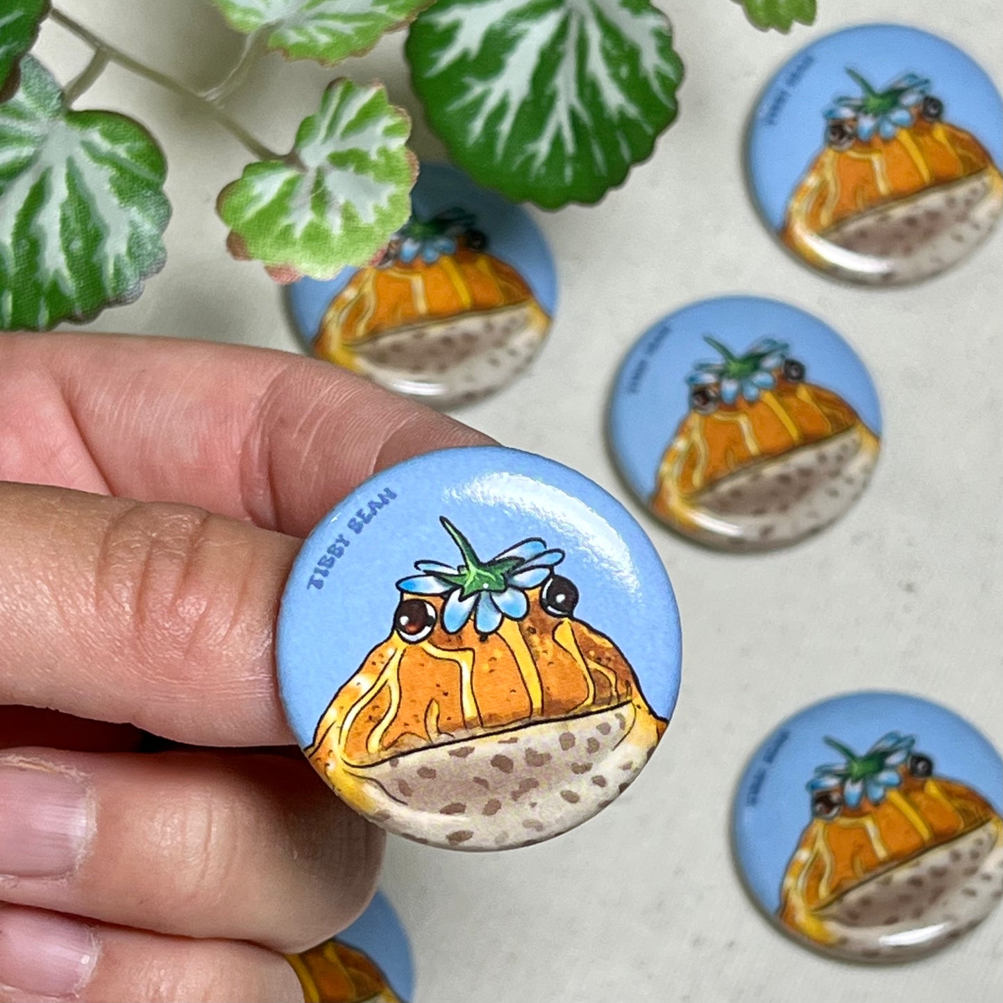 "Tibby" the Pacman Frog Button Pin