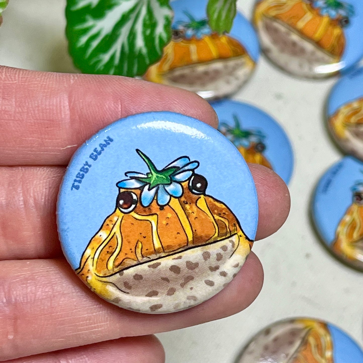 "Tibby" the Pacman Frog Button Pin