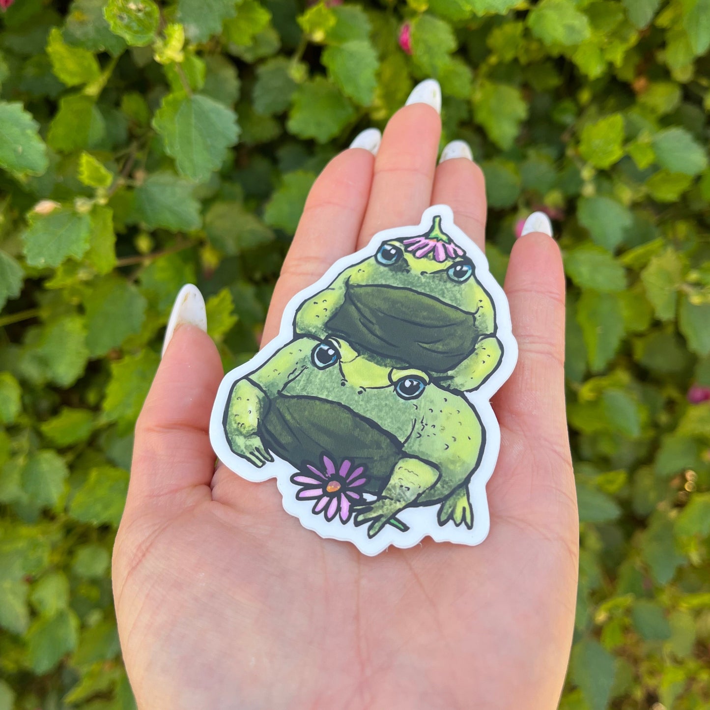Vinyl Stacking Green Grumpy Toad Sticker
