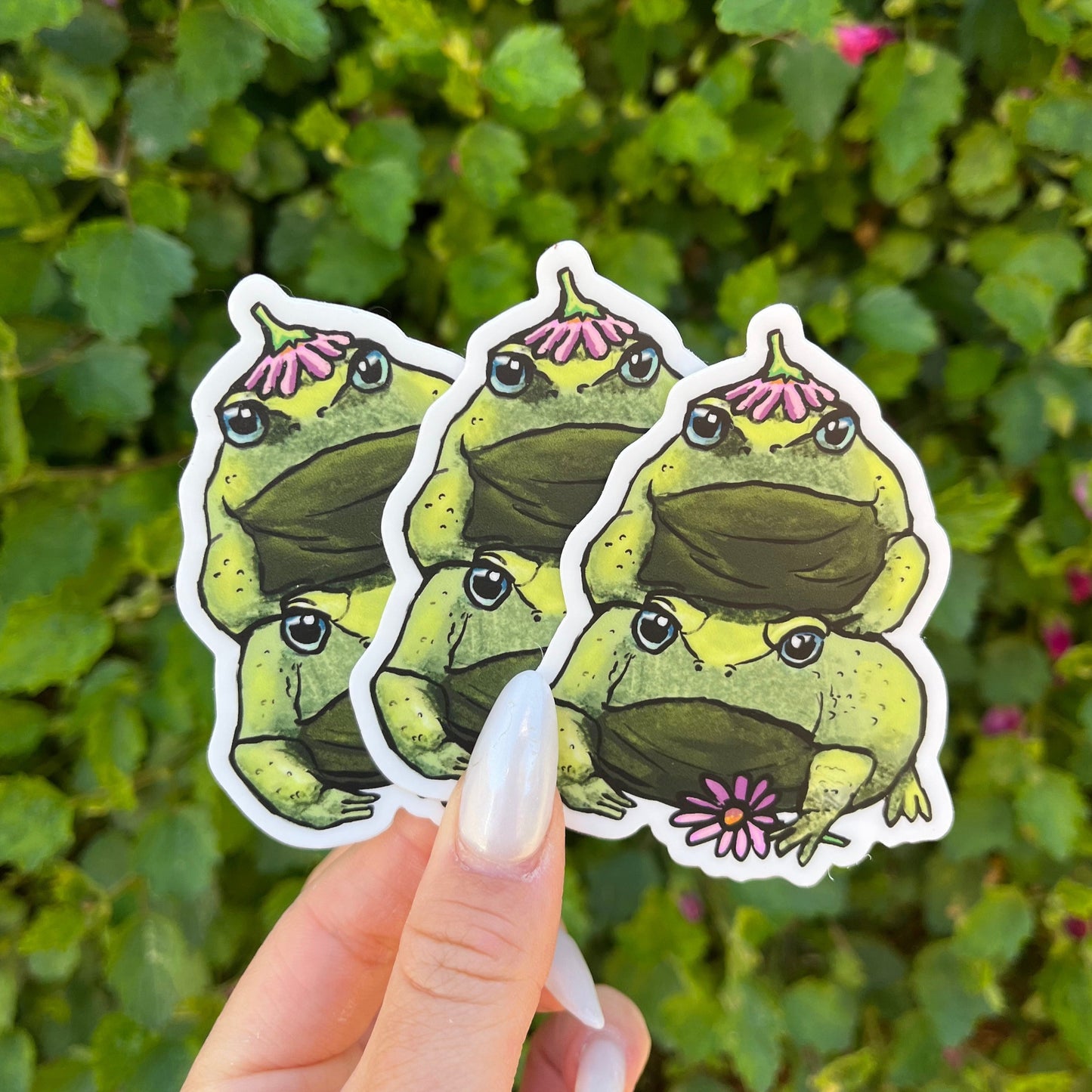 Vinyl Stacking Green Grumpy Toad Sticker