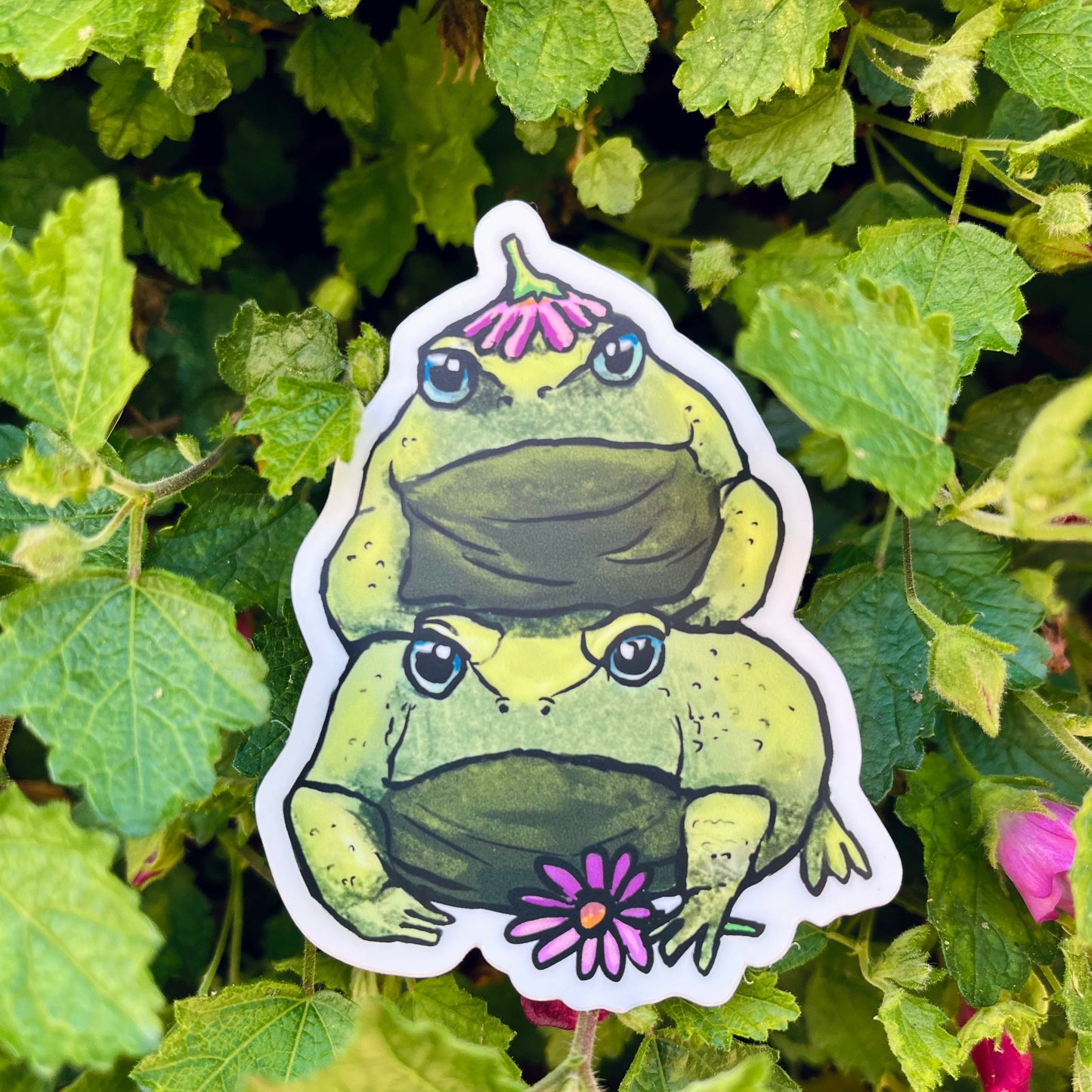 Vinyl Stacking Green Grumpy Toad Sticker