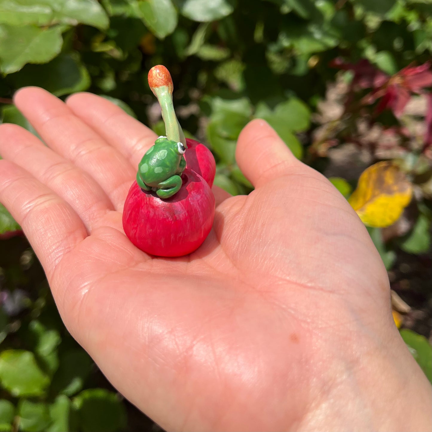 Handmade Polymer Clay Fall Pumpkin Pie Frog Cake Slice Figurine