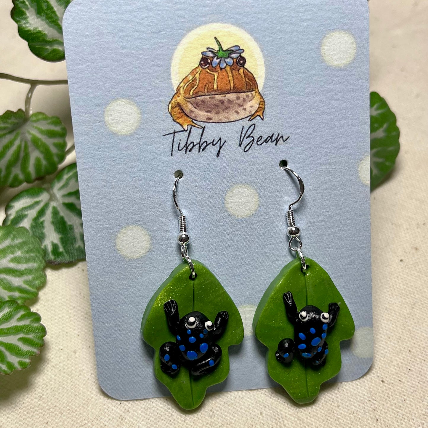Handmade polymer clay poison dart frog earrings