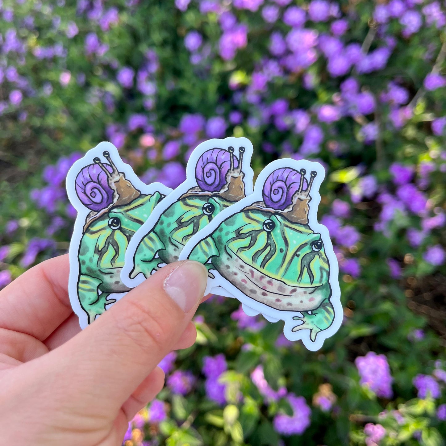 Vinyl pacman frog and snail friend sticker