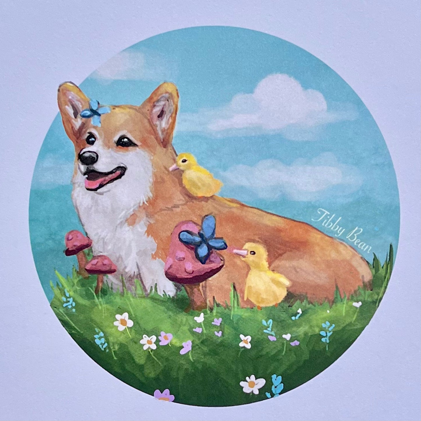 Corgi in the meadow art print