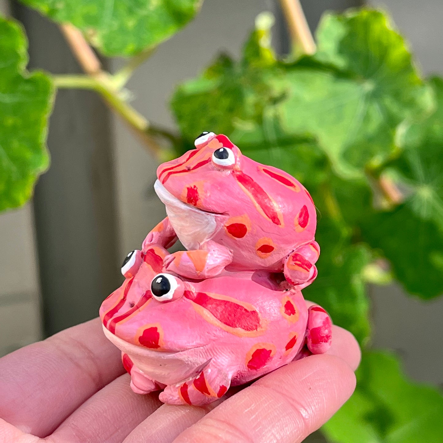 Stacking strawberry pacman frog friend figurine