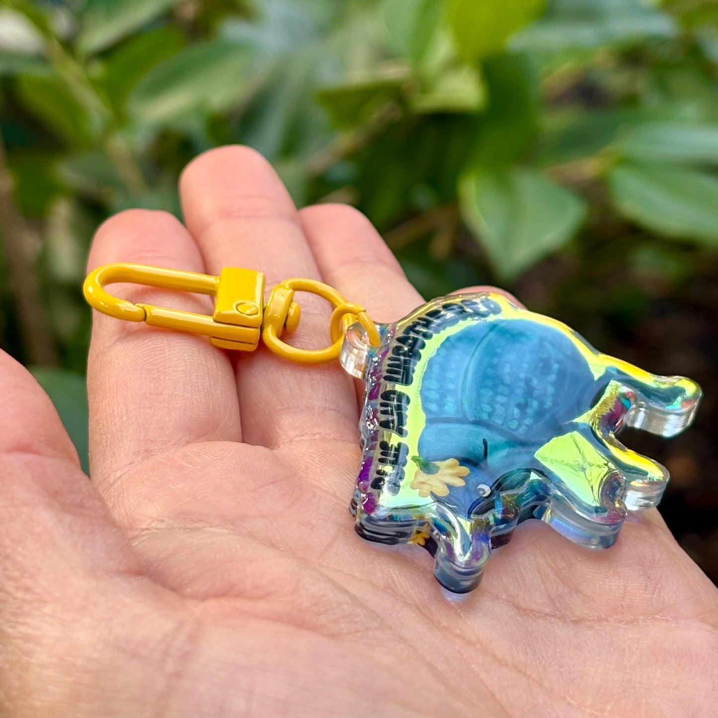 "Blue & unbothered" death feigning beetle keychain