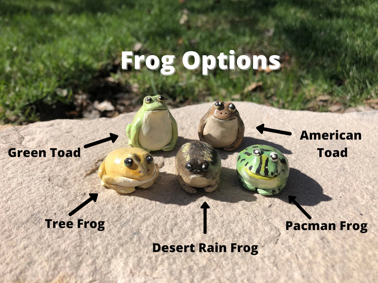 Handmade polymer clay mini frog figurines
