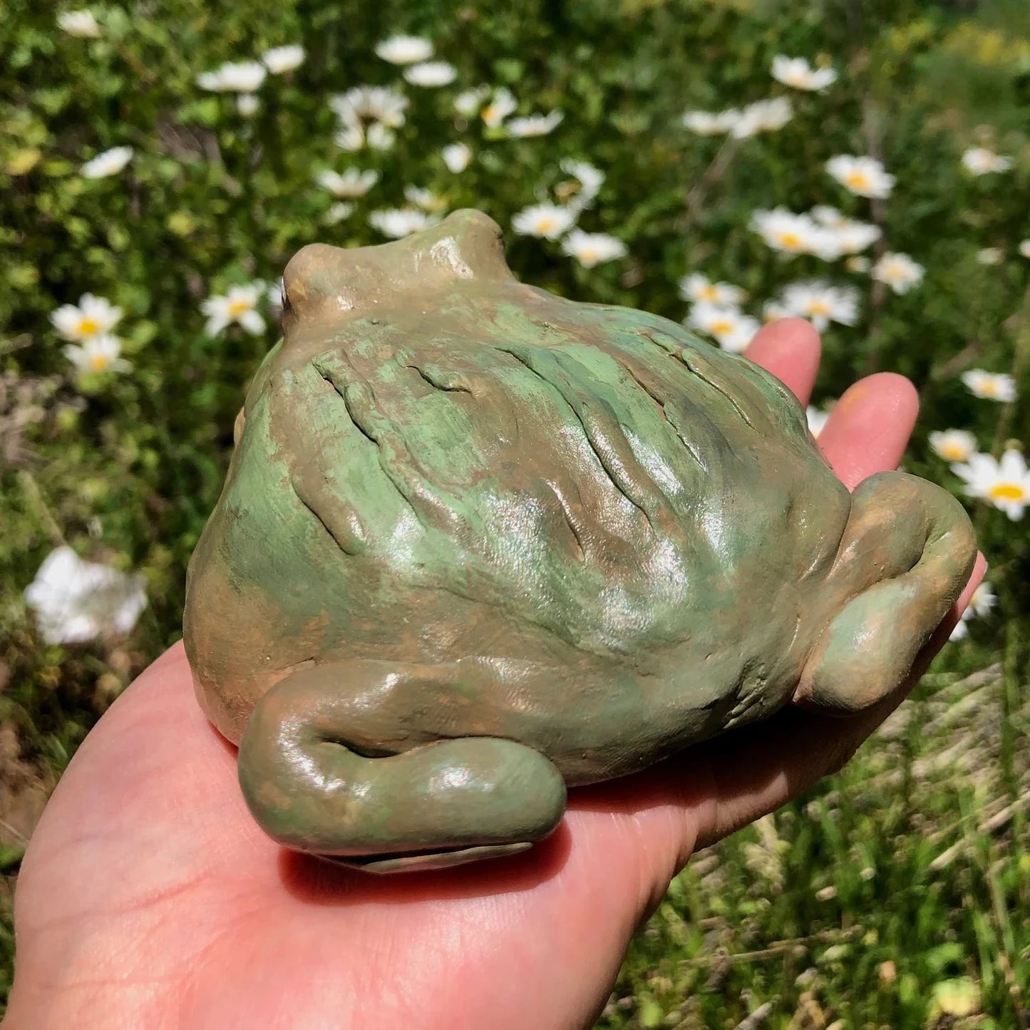 Handmade polymer clay african bullfrog figurine