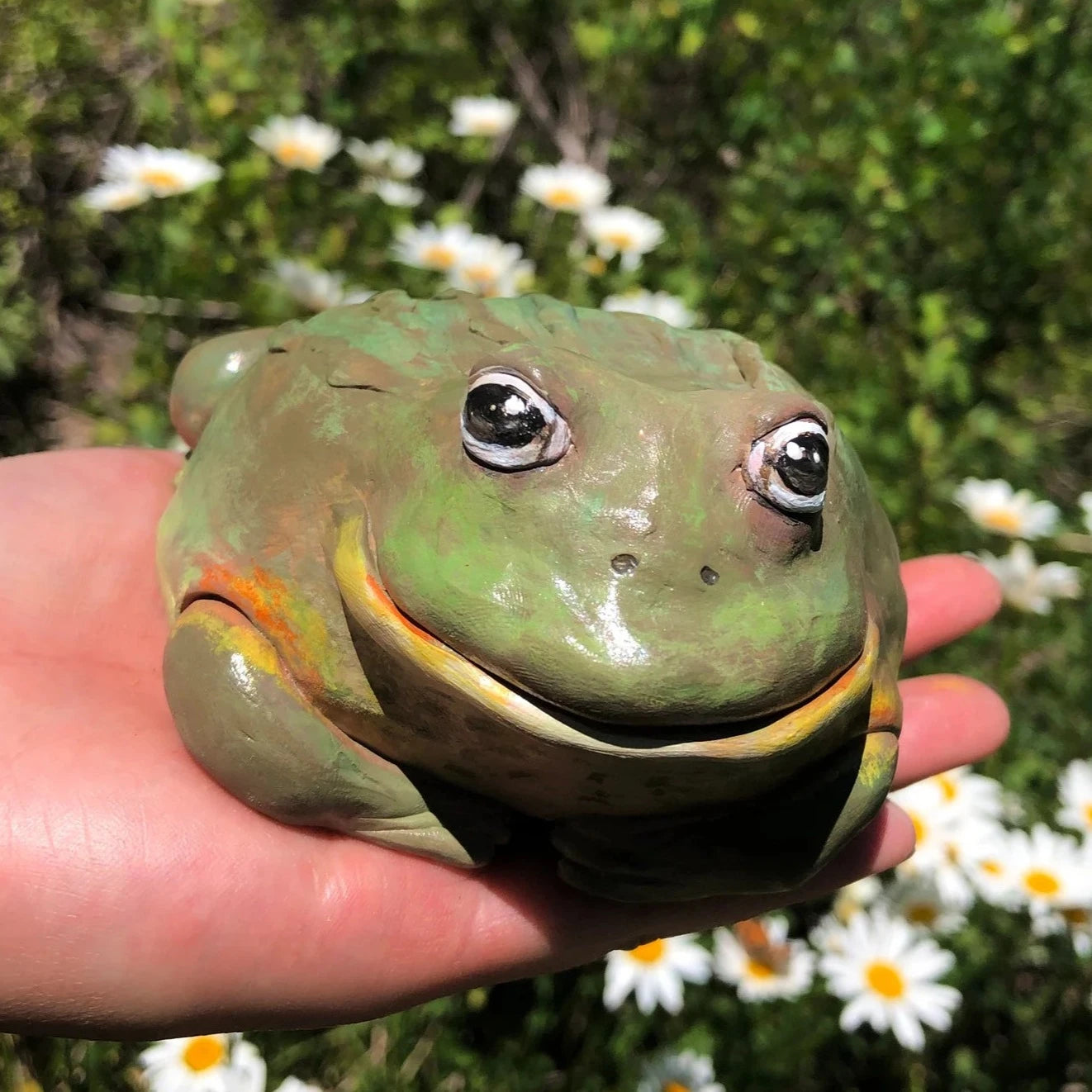 Handmade Polymer Clay Thick African Bullfrog Figurine