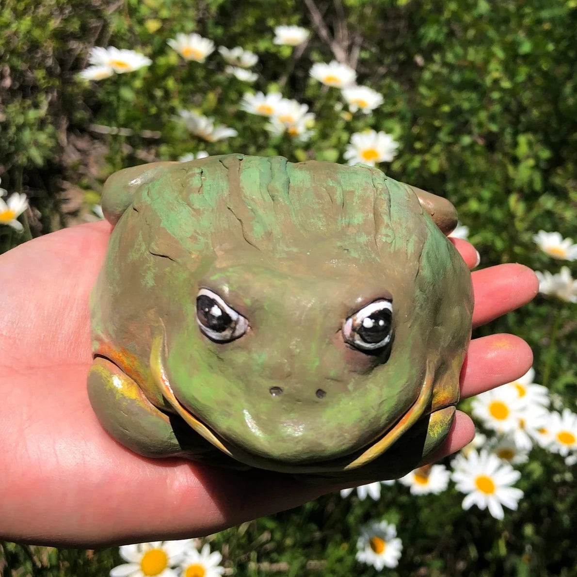 Handmade Polymer Clay Thick African Bullfrog Figurine