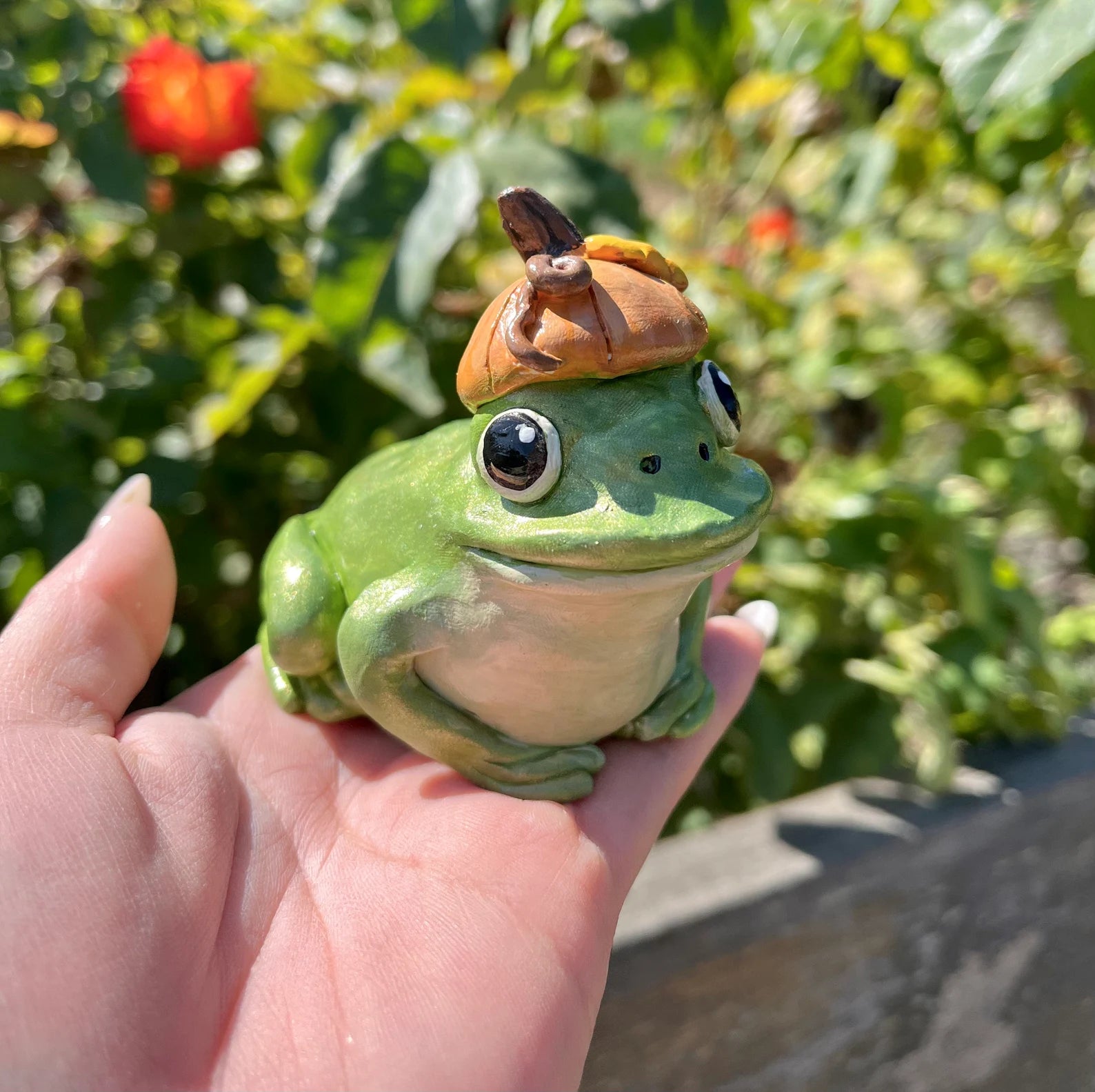 Handmade Polymer Clay Fall Pumpkin Hat Frog Figurine – Tibby Bean