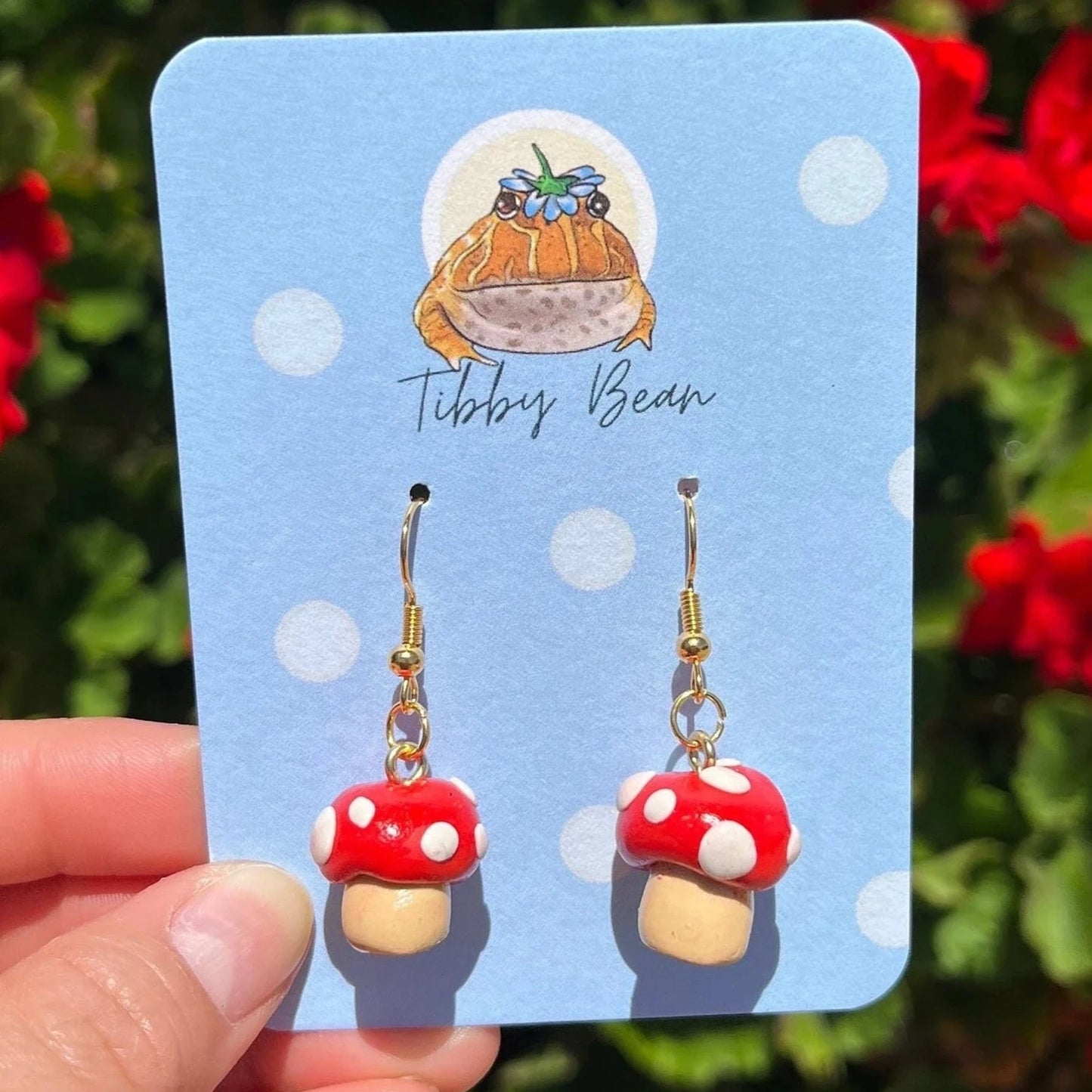 Handmade hypoallergenic mini clay mushroom earrings