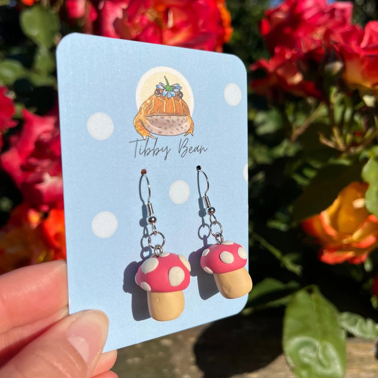 Handmade hypoallergenic mini clay mushroom earrings