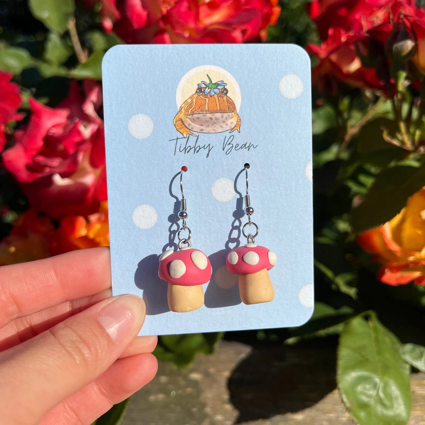 Handmade hypoallergenic mini clay mushroom earrings