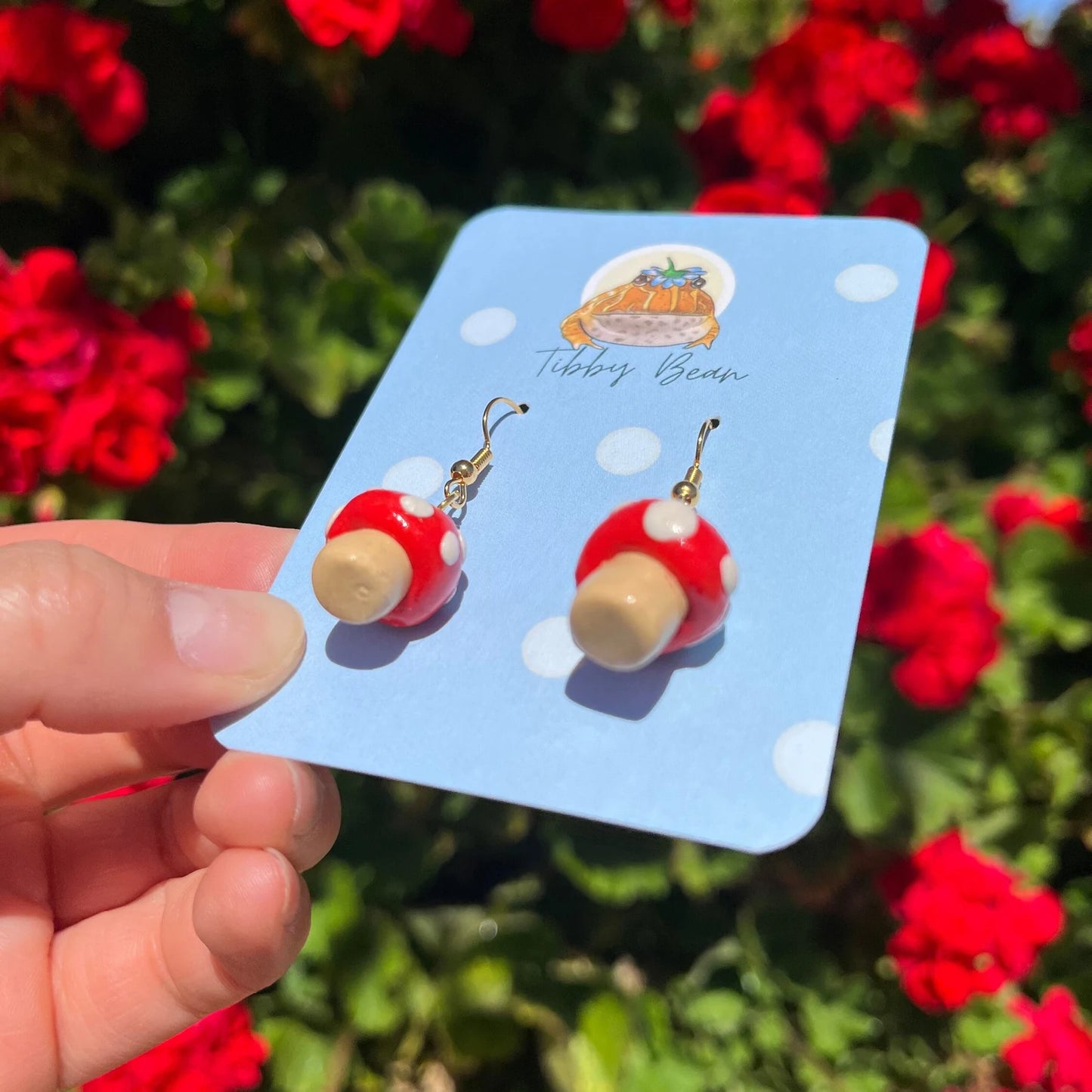 Handmade hypoallergenic mini clay mushroom earrings