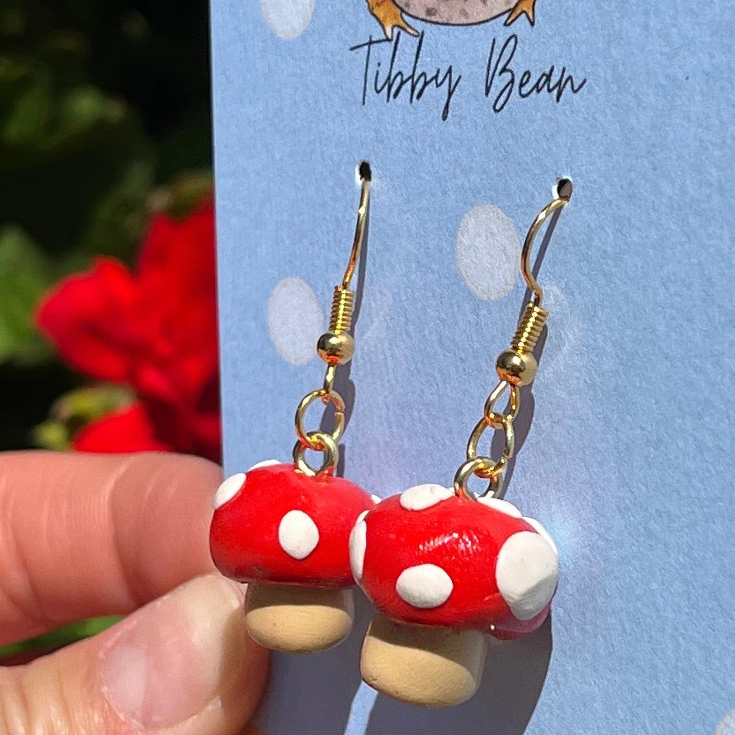 Handmade hypoallergenic mini clay mushroom earrings