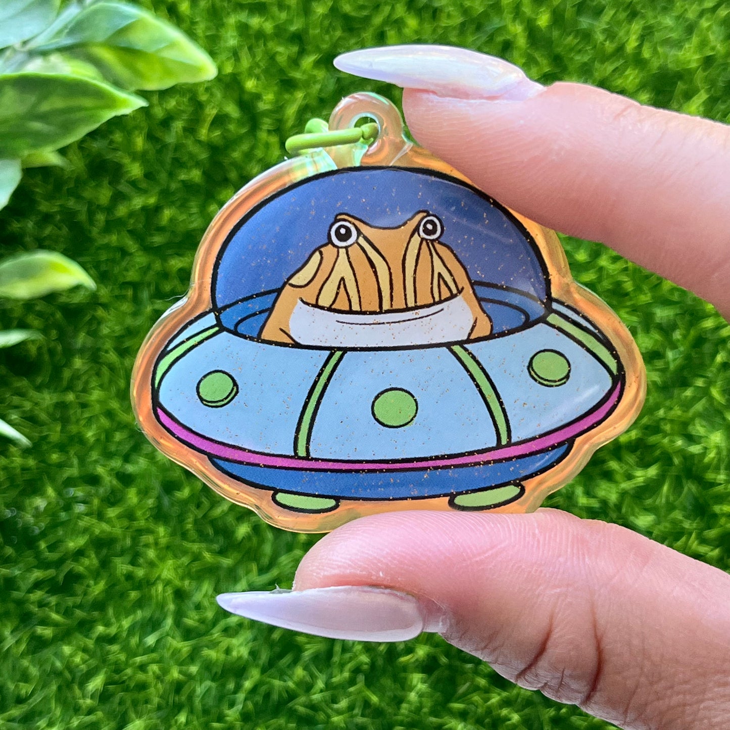 Tibby the space frog UFO keychain