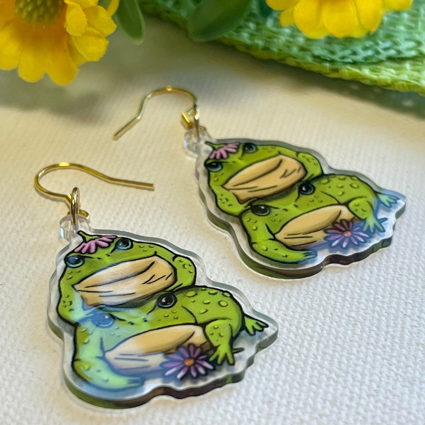 Stacking toad acrylic dangly earrings