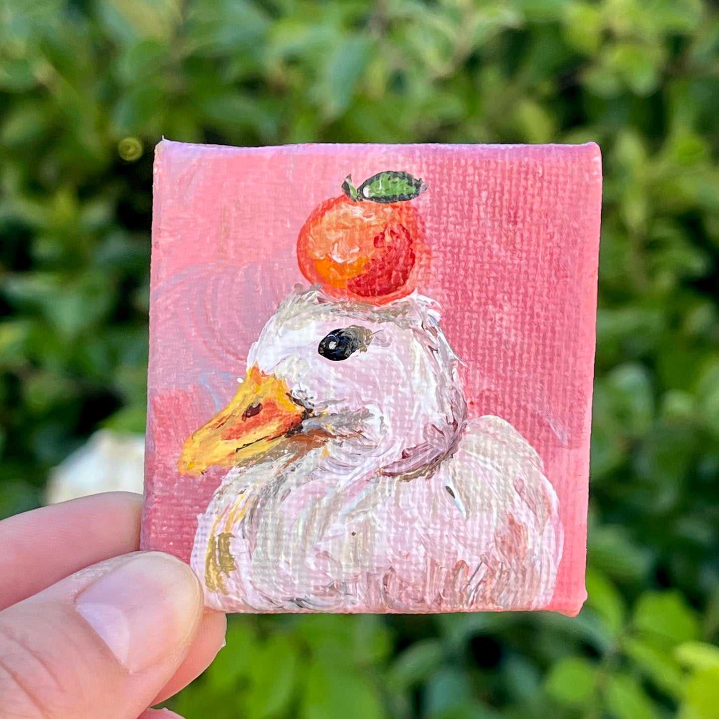 Mini Duck & Orange Fruit Painting Magnet