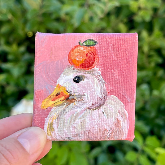 Mini duck & orange fruit painting magnet