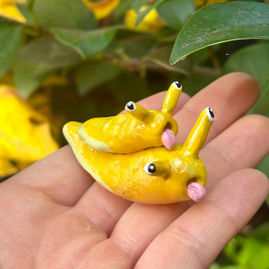 Handmade stacking banana slug figurine