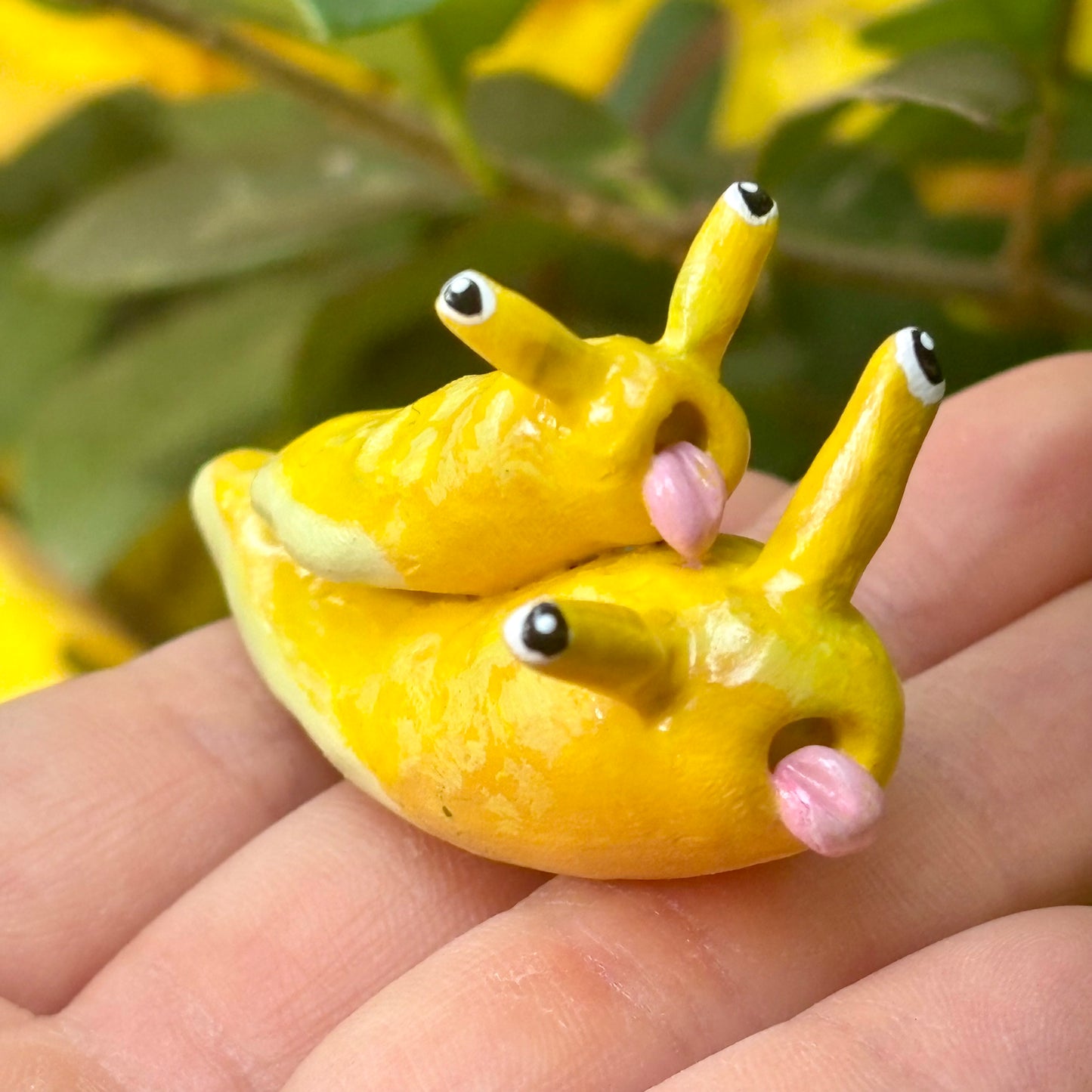 Handmade stacking banana slug figurine