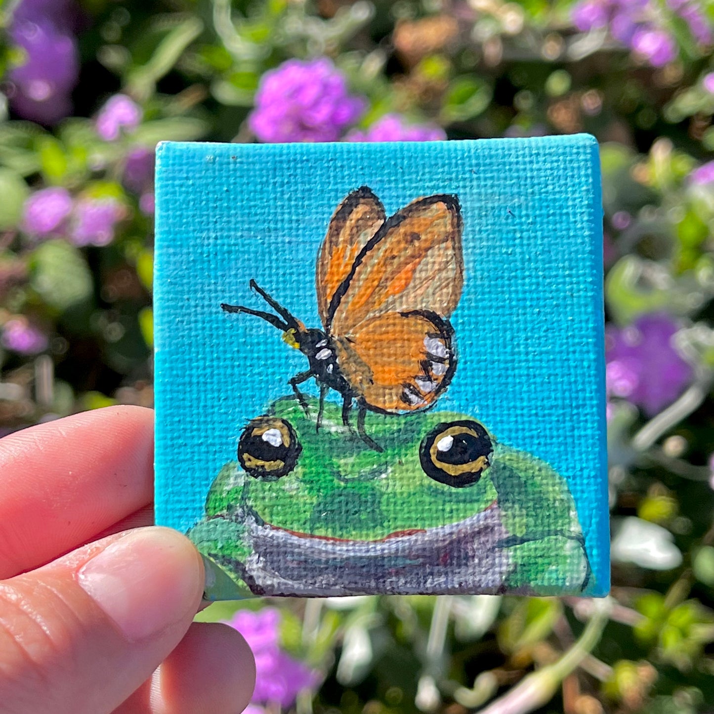 Mini Tree Frog & Butterfly Painting Magnet