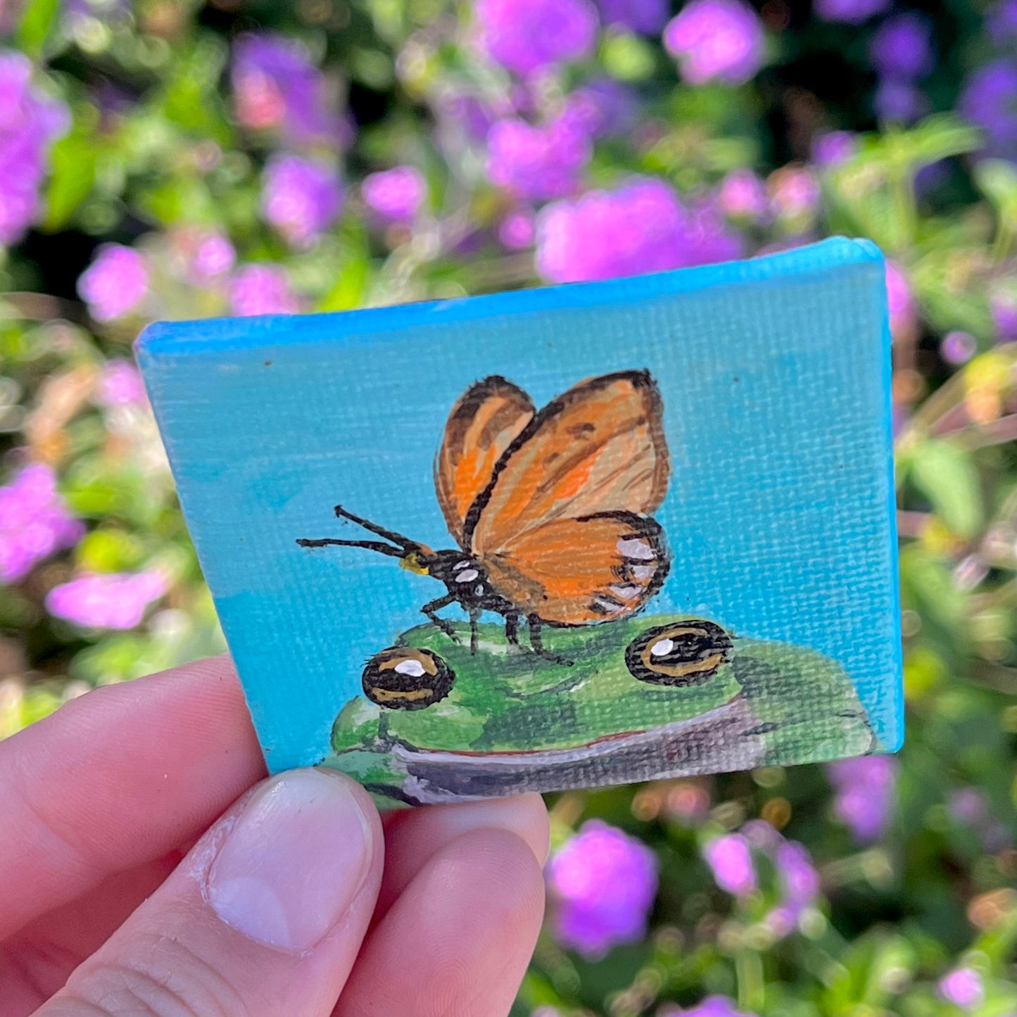 Mini tree frog & butterfly painting magnet