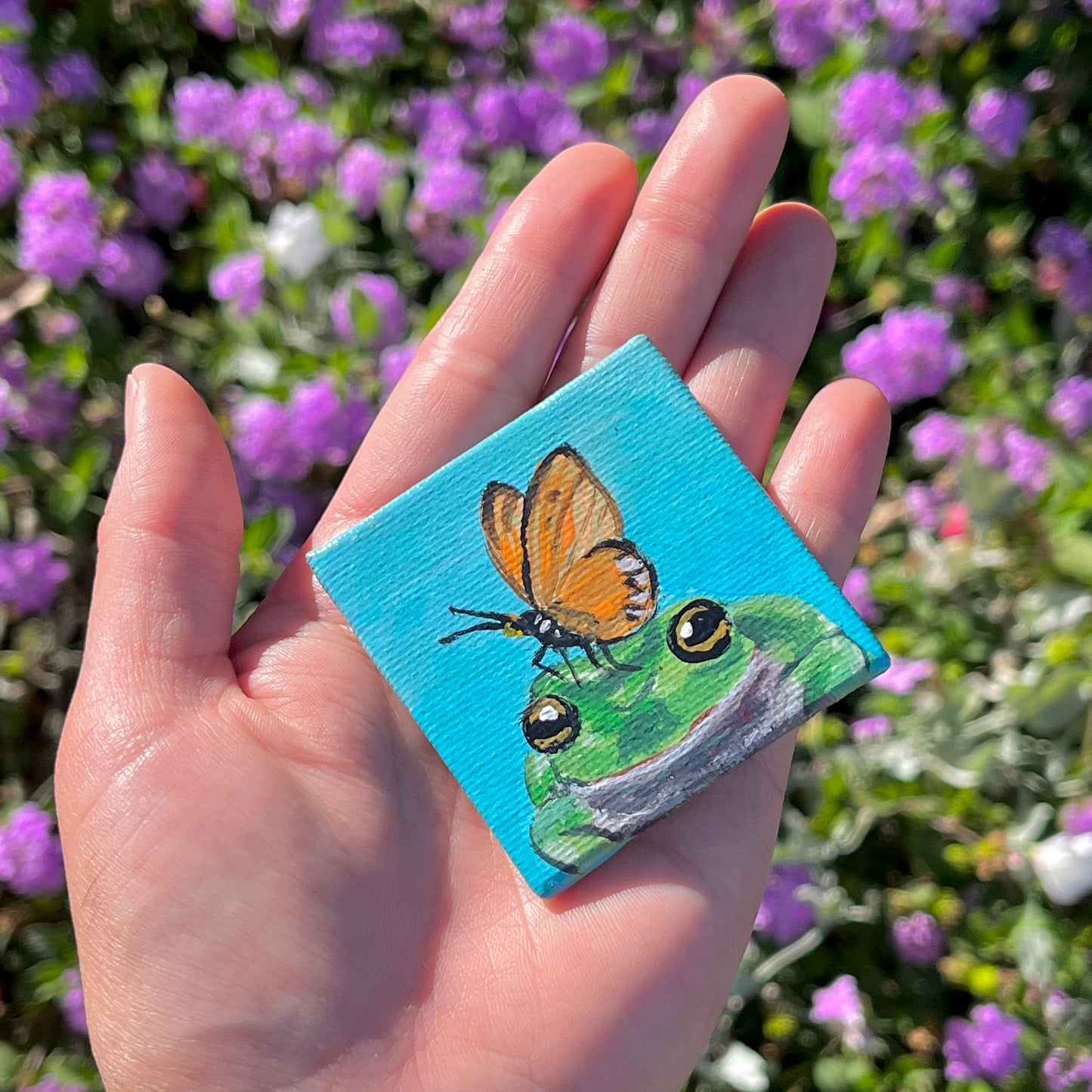 Mini Tree Frog & Butterfly Painting Magnet