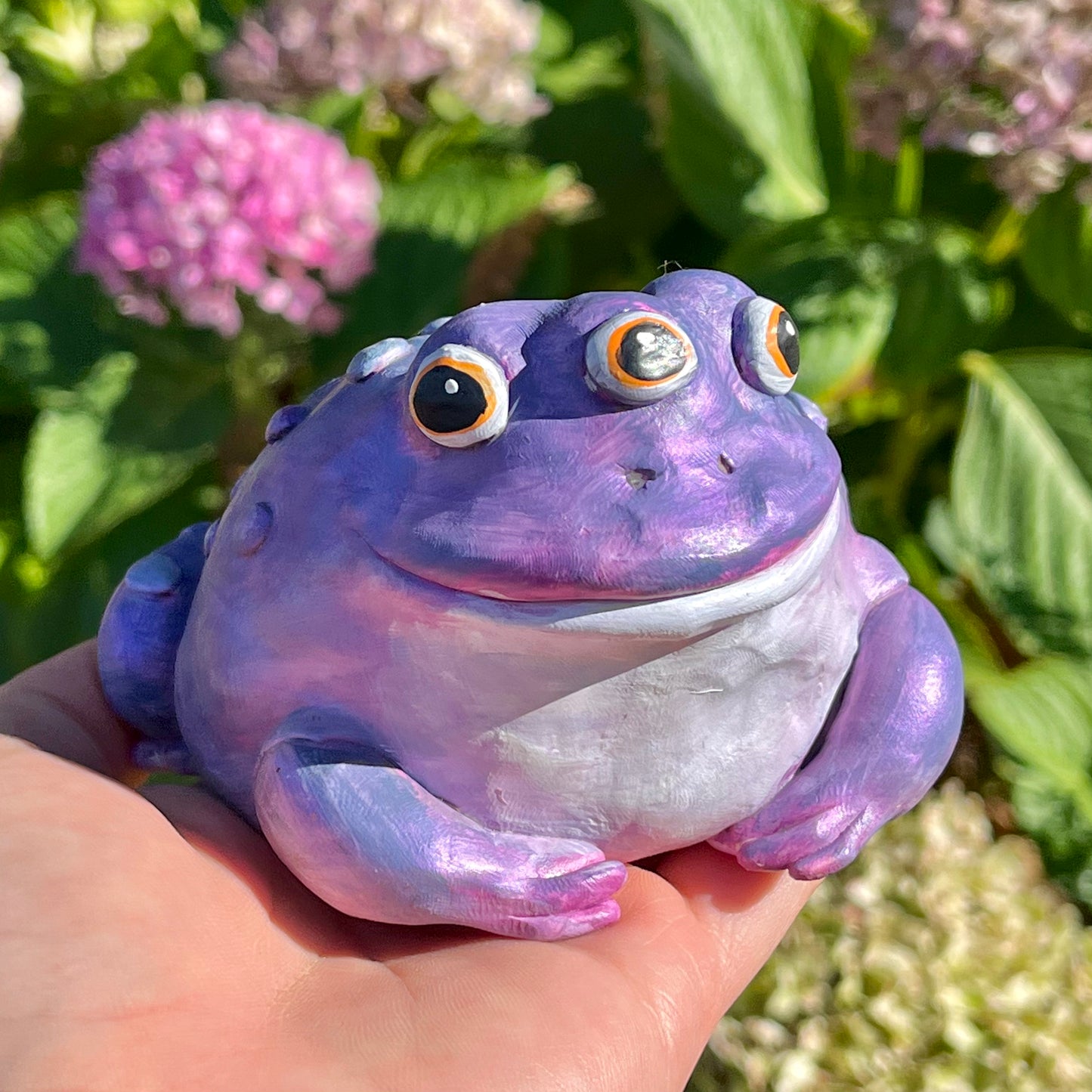 Handmade Polymer Clay Halloween Three Eyed Purple Toad Figurine