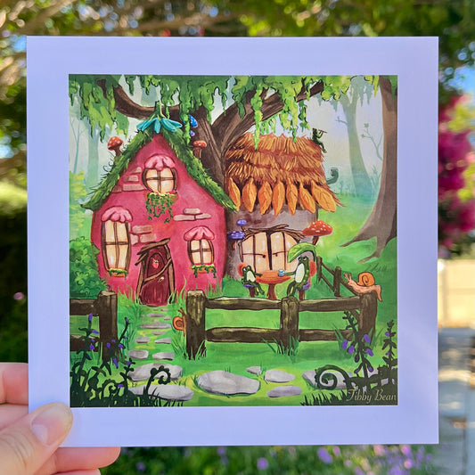 Frog cottage art print