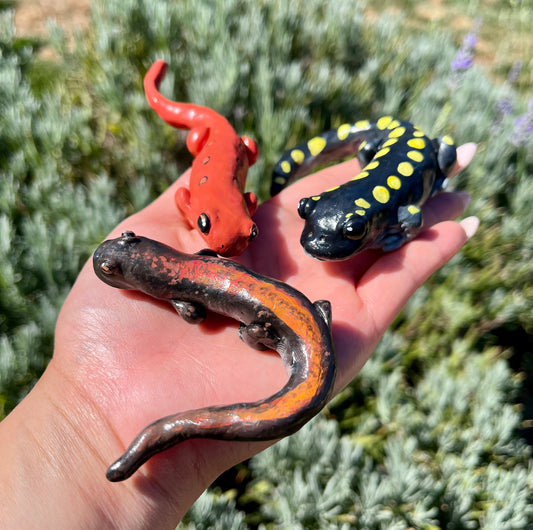 Handmade Polymer Clay Salamander, Newt, and Eft Figurines
