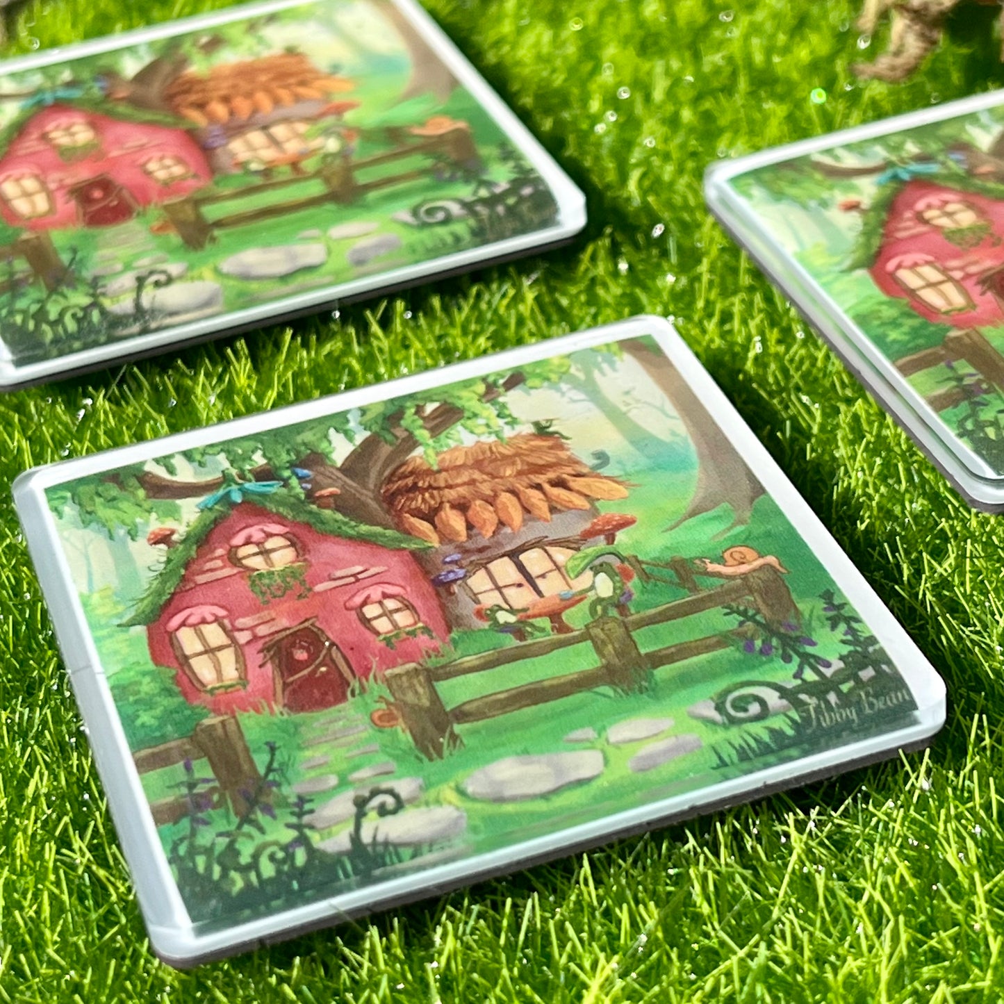 Acrylic frog cottage magnet
