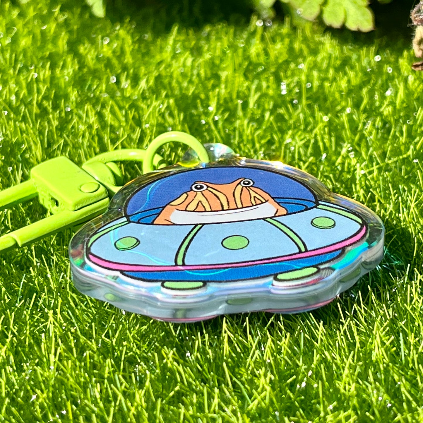 Tibby the space frog UFO keychain