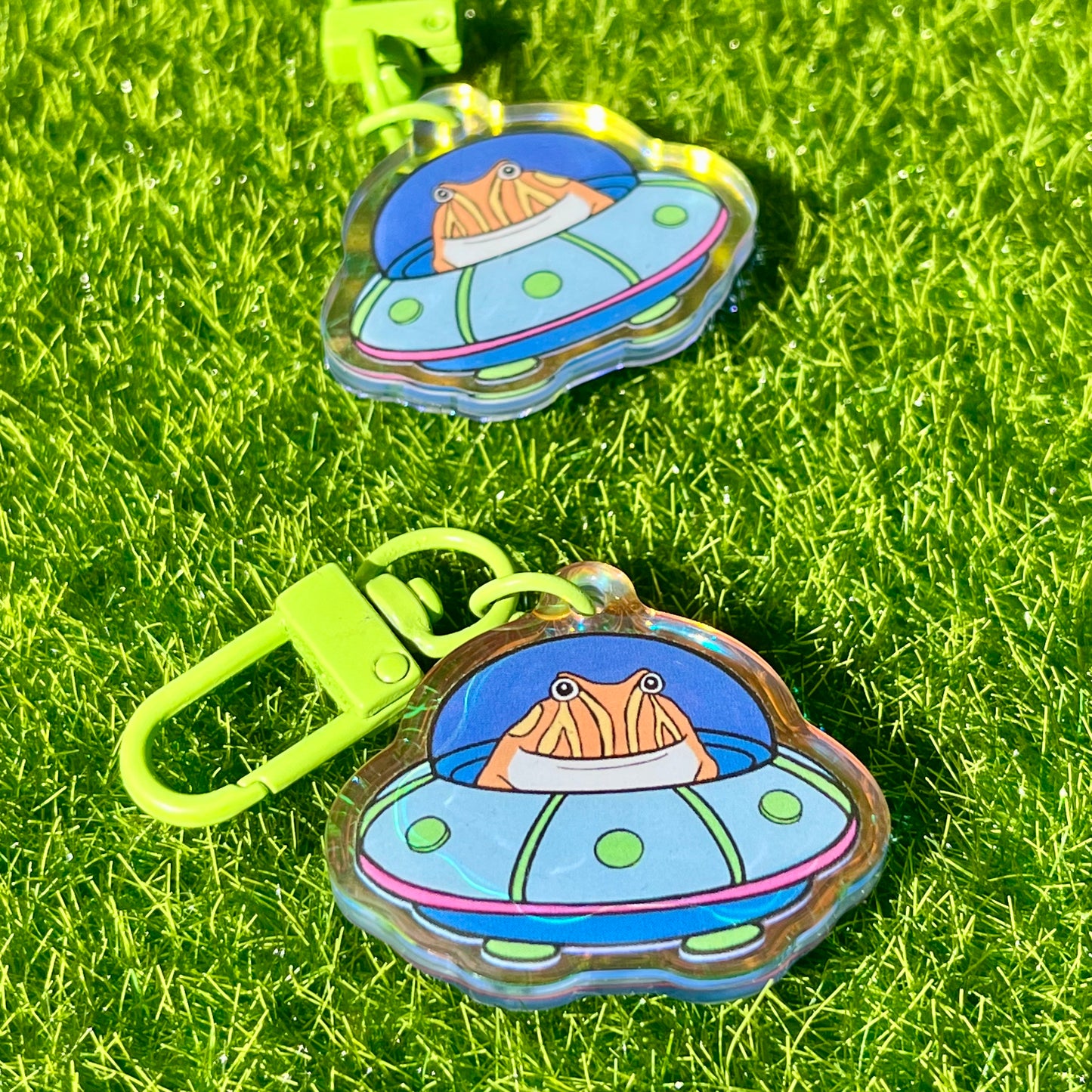 Tibby the space frog UFO keychain