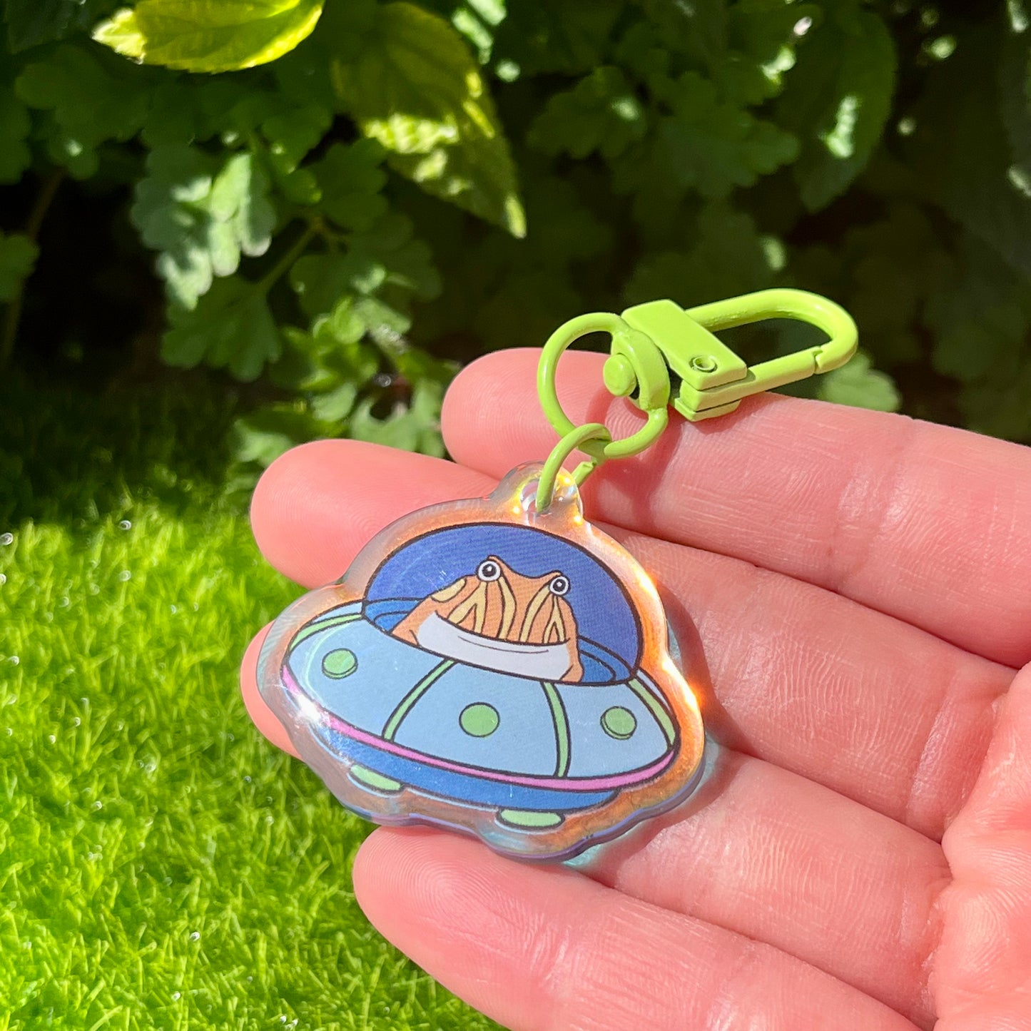 Tibby the space frog UFO keychain