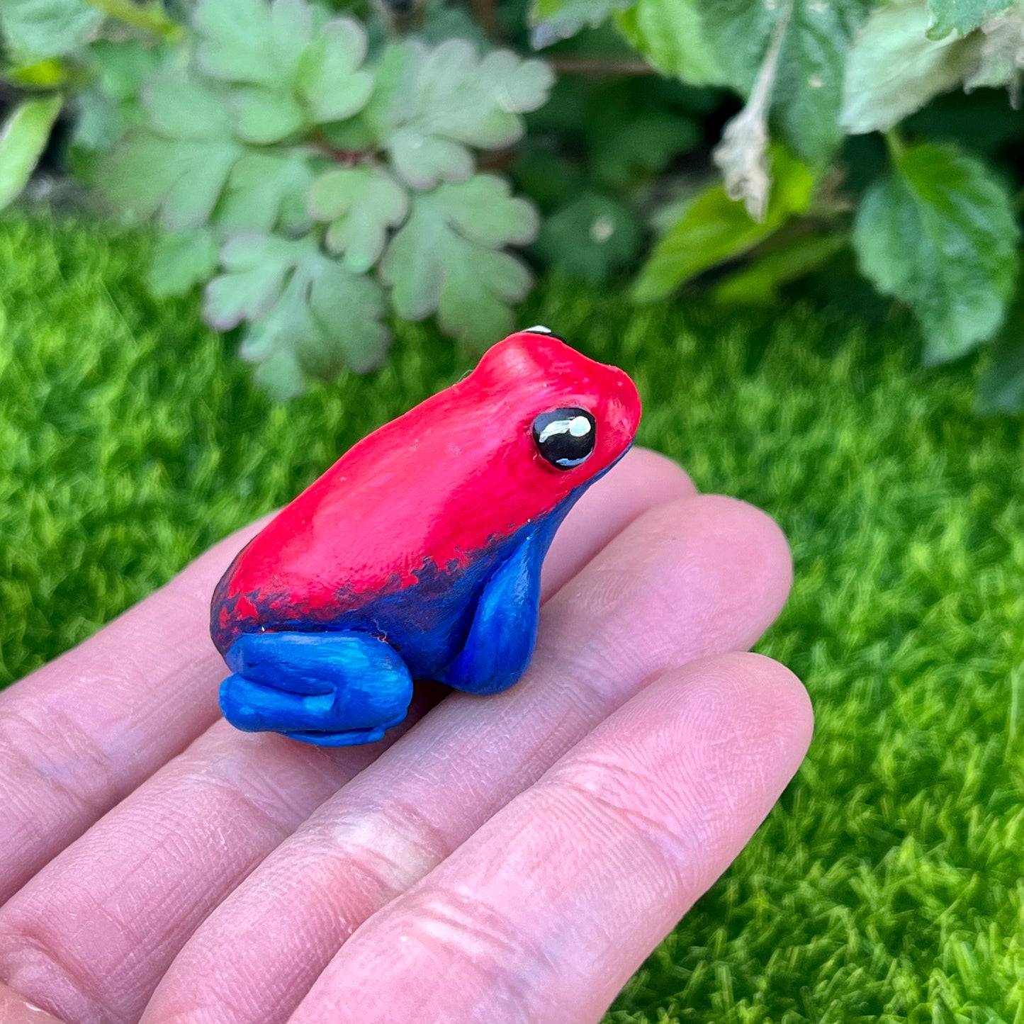 Handmade mini poison dart frog figurines