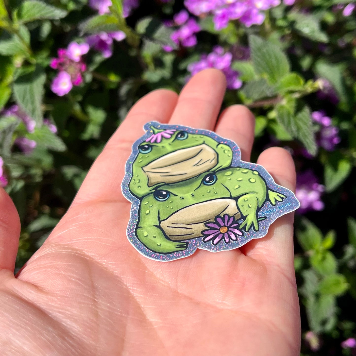 Holographic stacking toad sticker