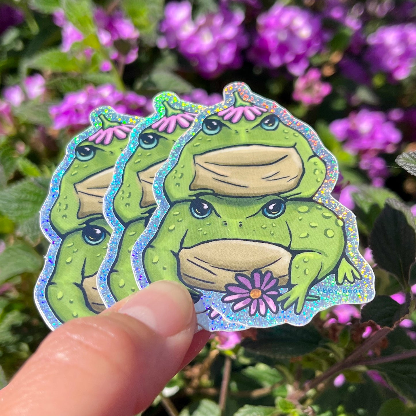 Holographic stacking toad sticker