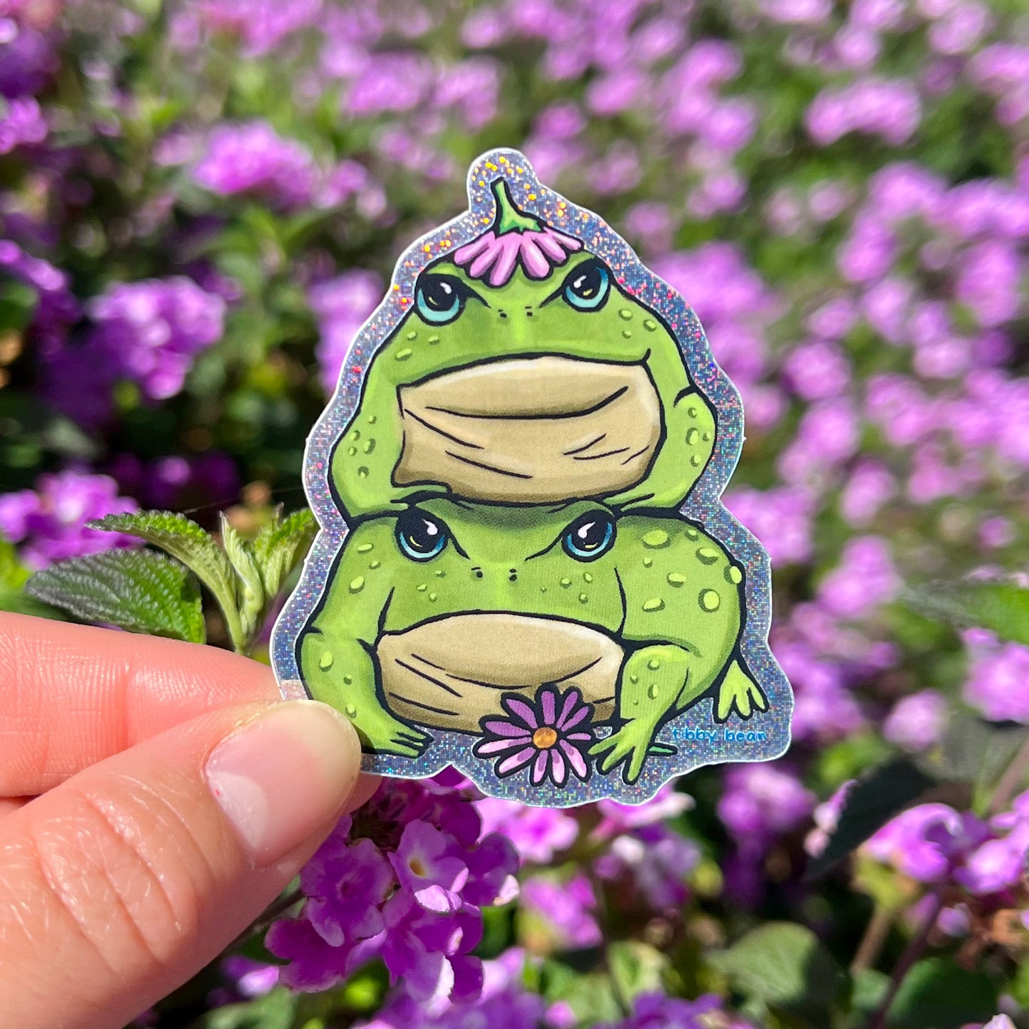 Holographic stacking toad sticker