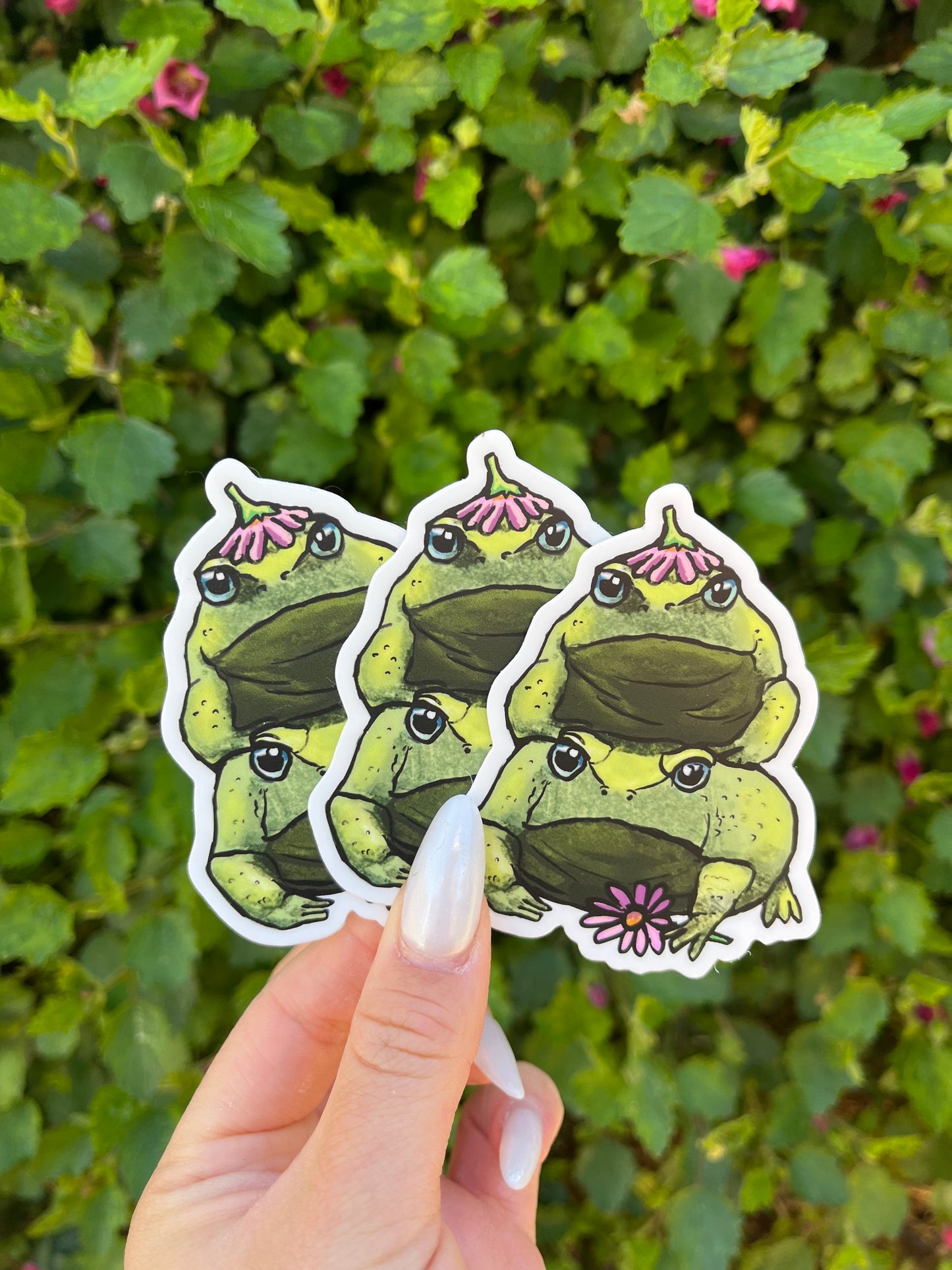 Vinyl Stacking Green Grumpy Toad Sticker