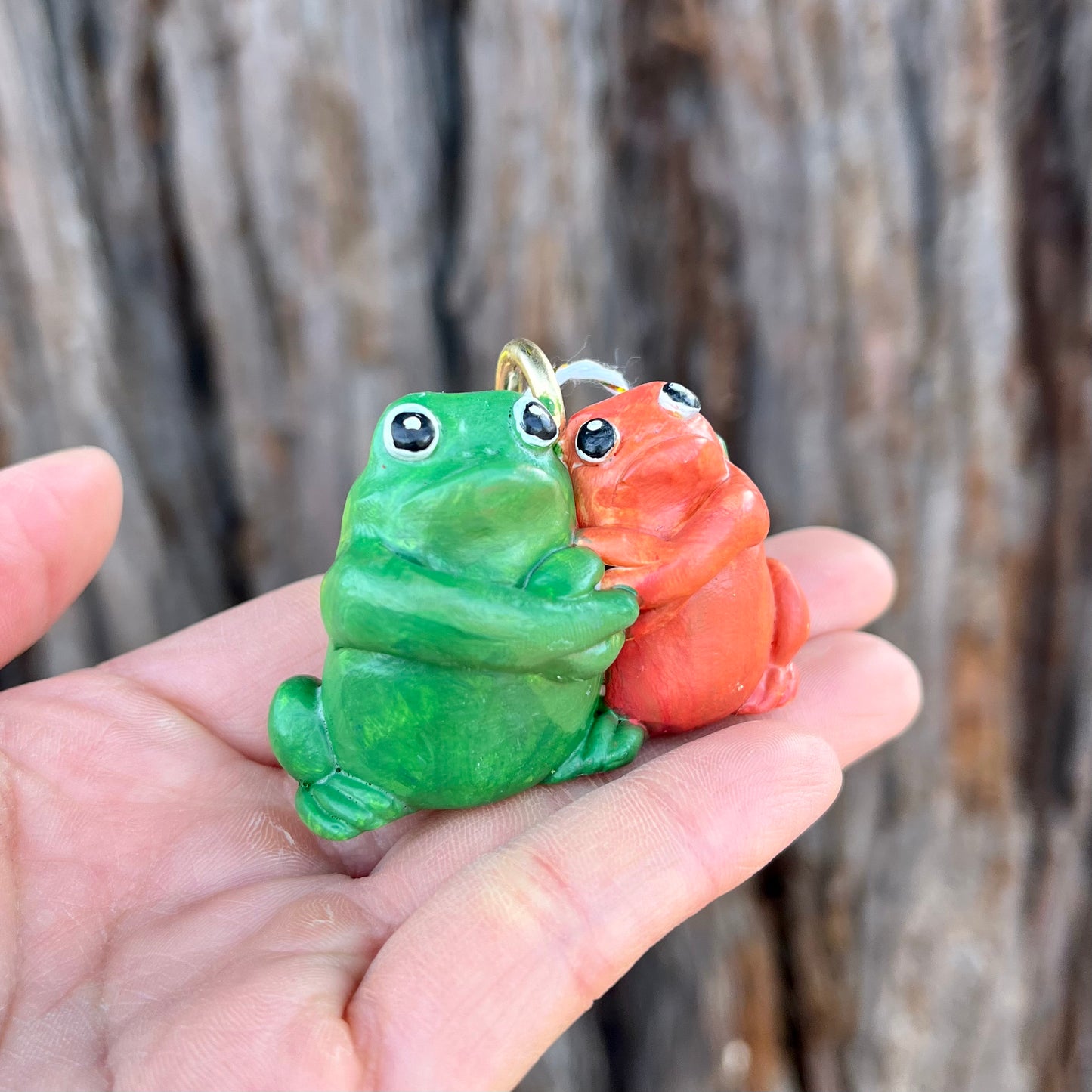 Handmade Polymer Clay Frog and Toad Figurine Ornament
