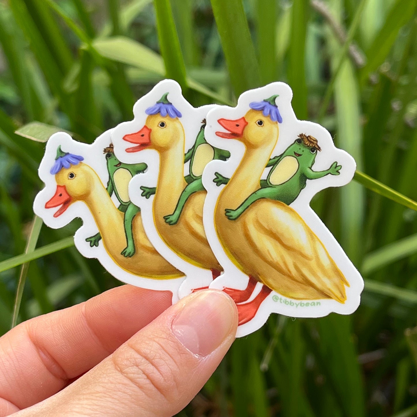 Frog and duck friends vinyl sticker