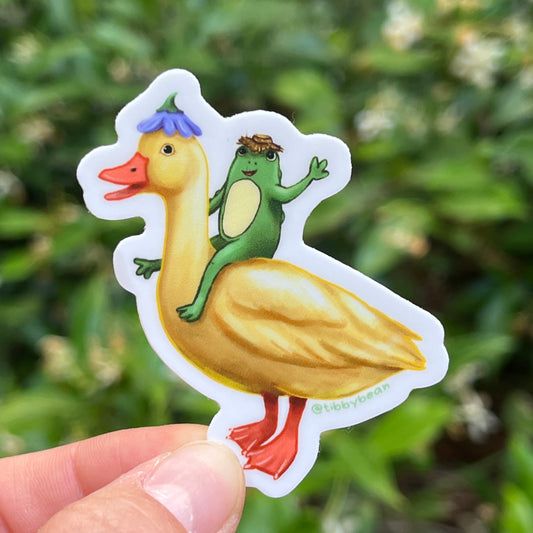 Frog and duck friends vinyl sticker