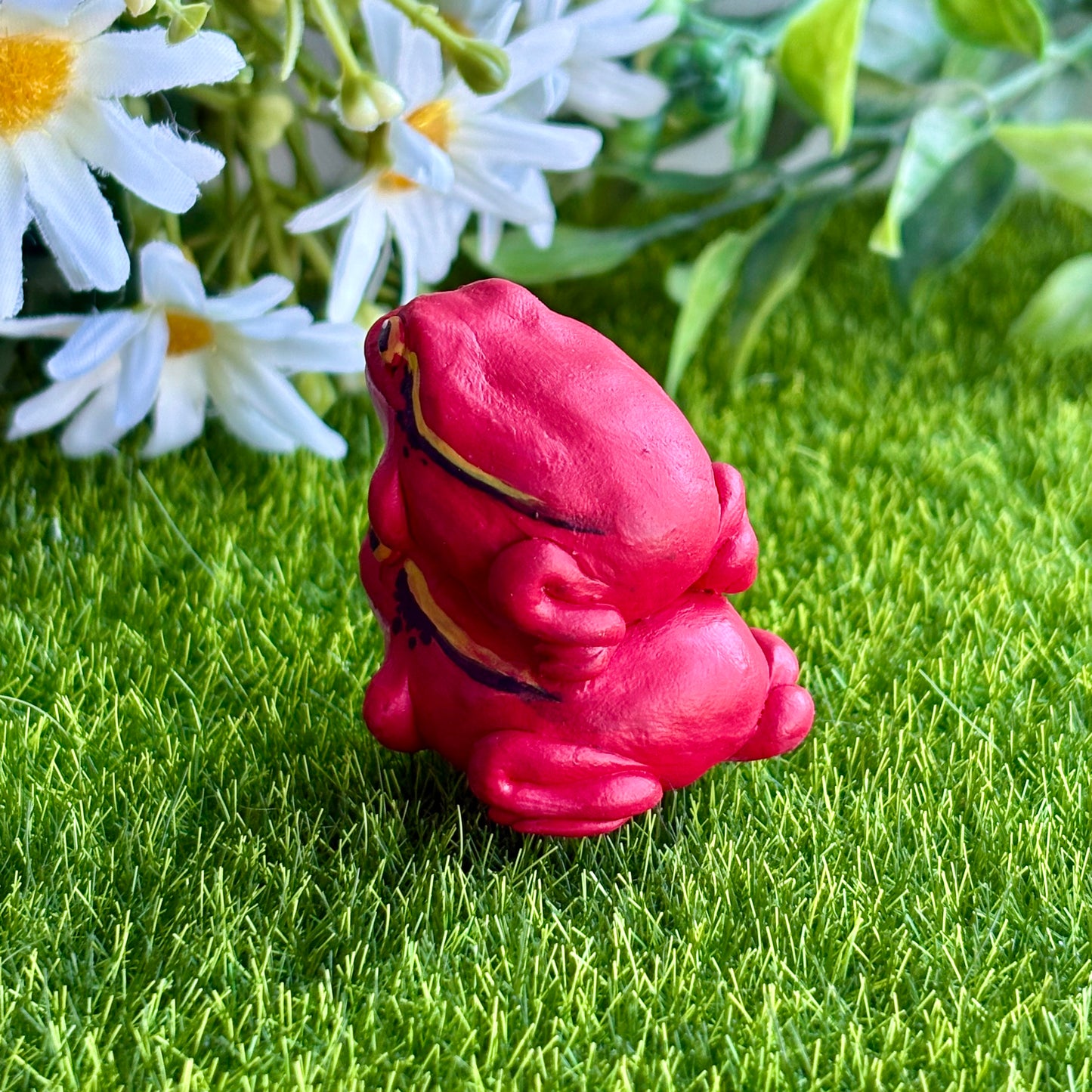 Handmade stacking tomato frog friend figurine